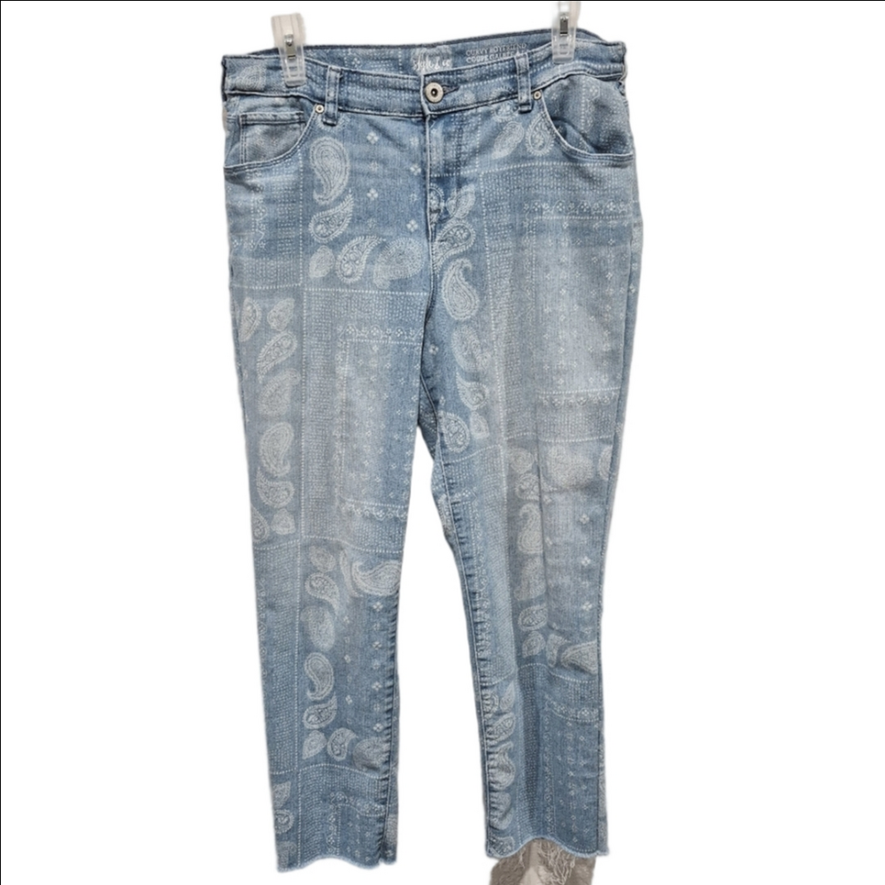 Style & Co. Curvy Boyfriend Bandana Print Ankle Jeans